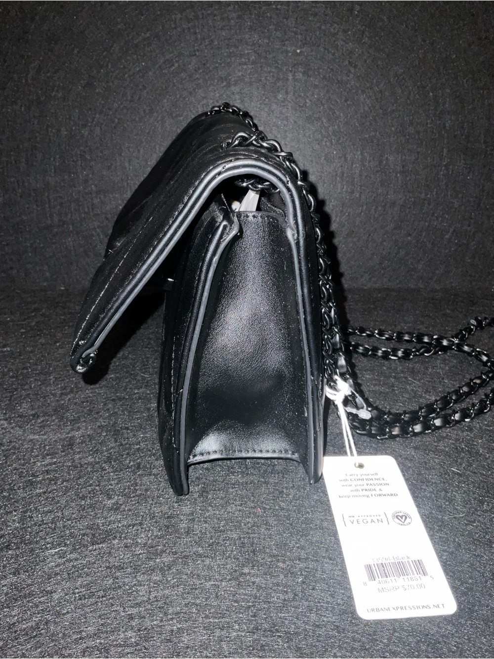 Urban Expressions Black Quilted Chain Crossbody Bag - Picture 3 of 6